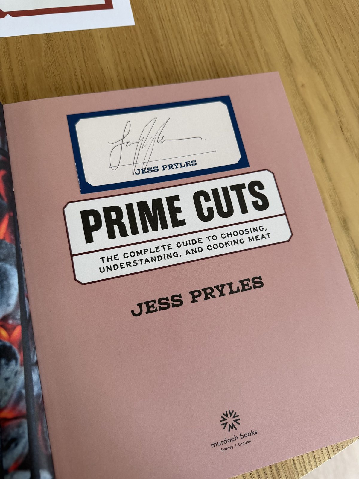 Signed bookplate inside the front of Prime Cuts